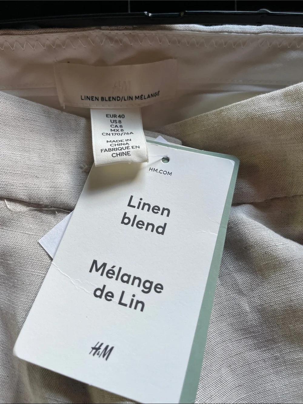 H&M Linen Blend Cream Wide Leg Pants Size 8